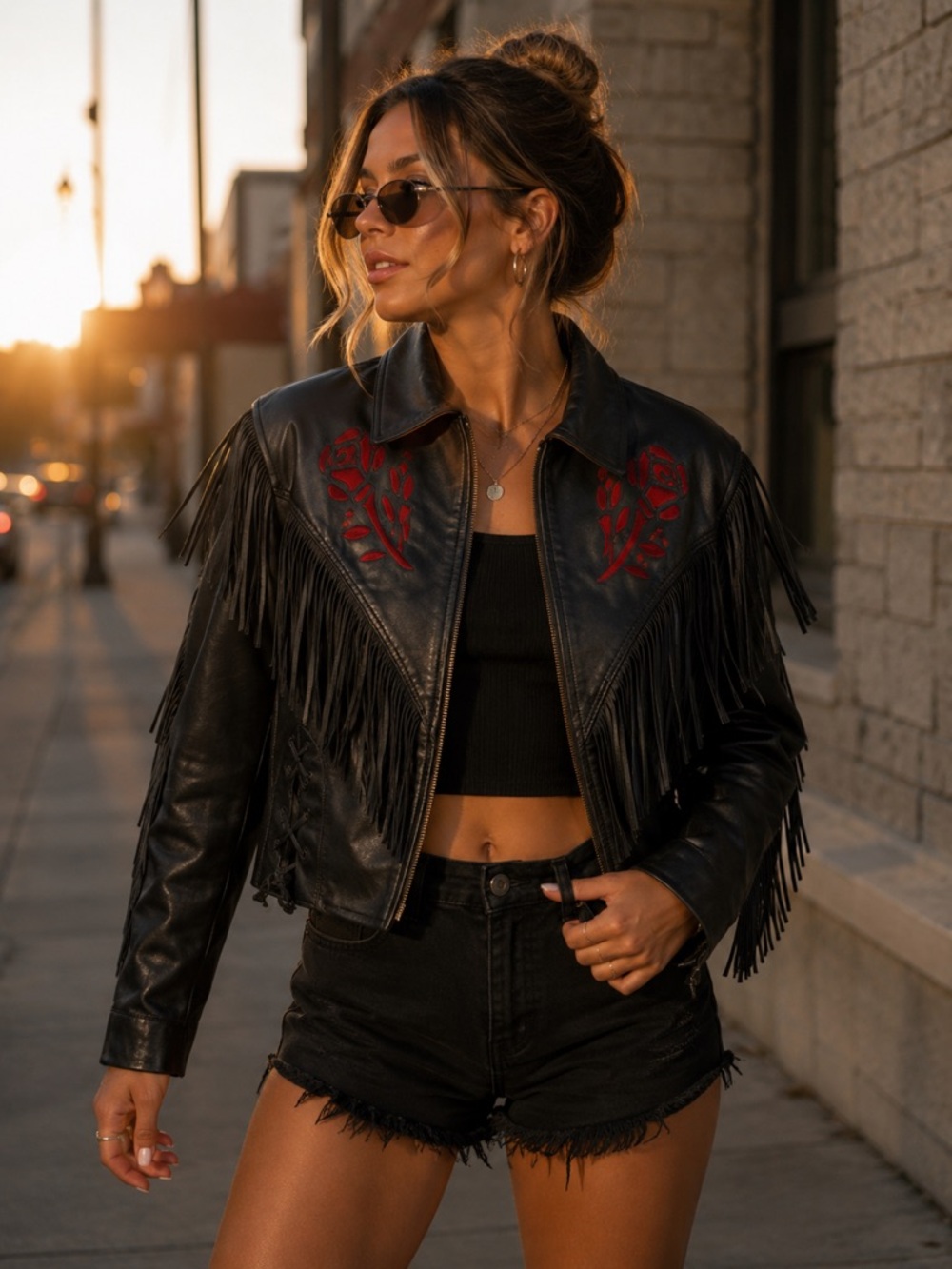 Black Fringe Leather Jacket